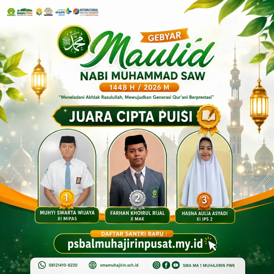 Gebyar Maulid 2026, SMA–MA Al-Muhajirin Pusat Gali Bakat Sastra Santri Lewat Lomba Cipta Puisi
