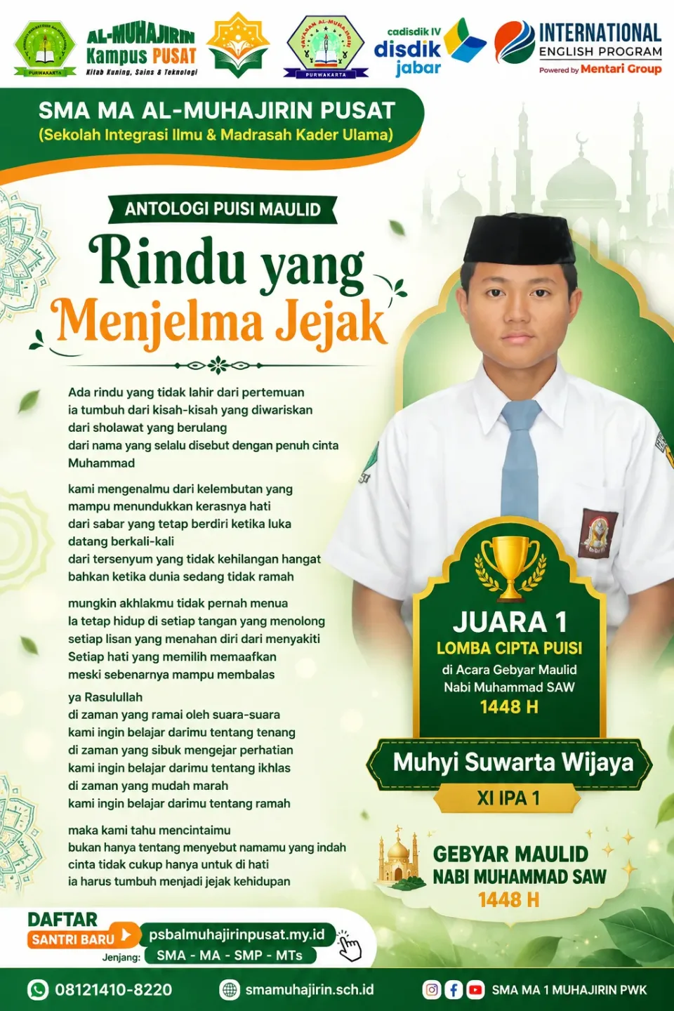 Rindu yang Menjelma Jejak”, Muhyi Suwarta Wijaya Raih Juara 1 Cipta Puisi Gebyar Maulid 1448 H