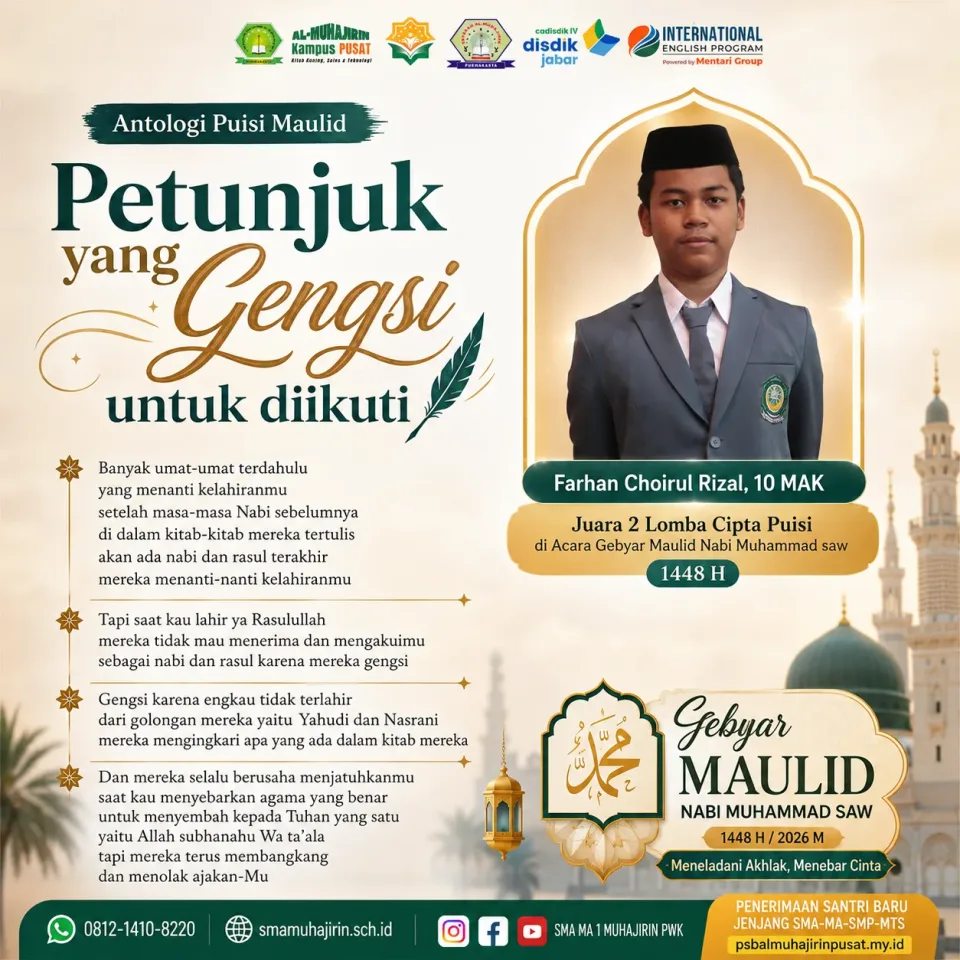 Farhan Choirul Rizal Raih Juara 2 Lomba Cipta Puisi Gebyar Maulid Nabi Muhammad SAW 1448 H